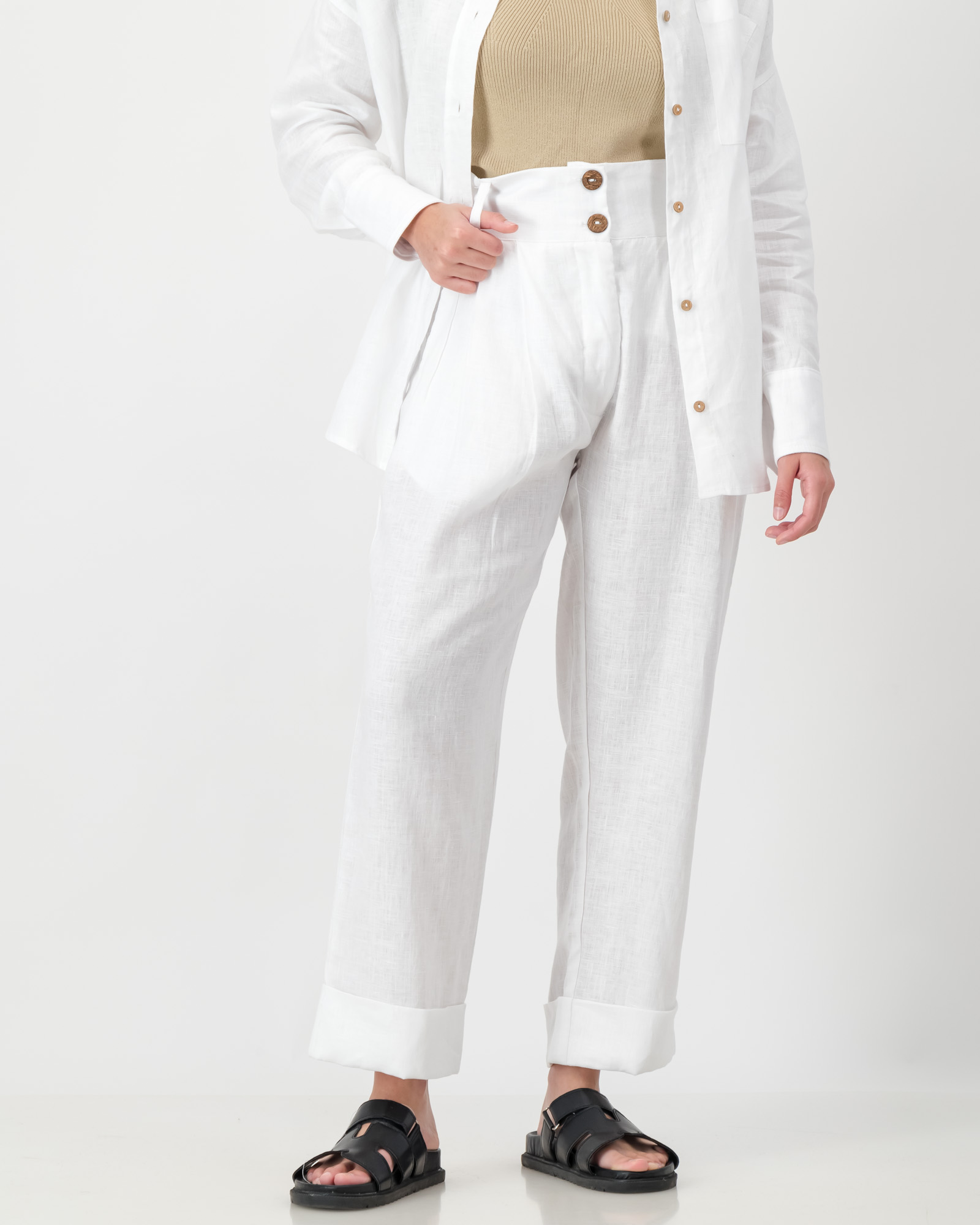 Zara Pants Pure Linen White