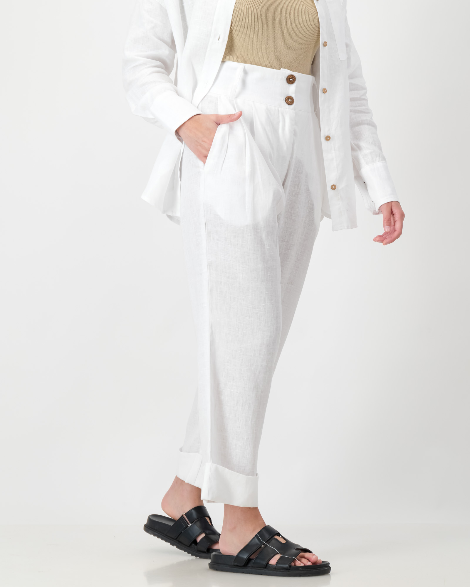 Zara Pants Pure Linen White - Image 16