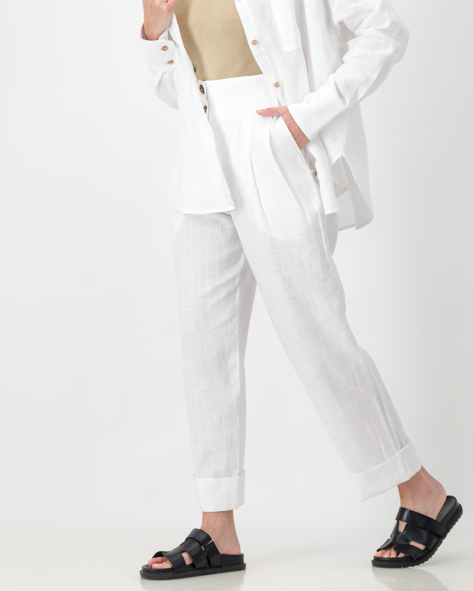 Zara Pants Pure Linen White - Image 15