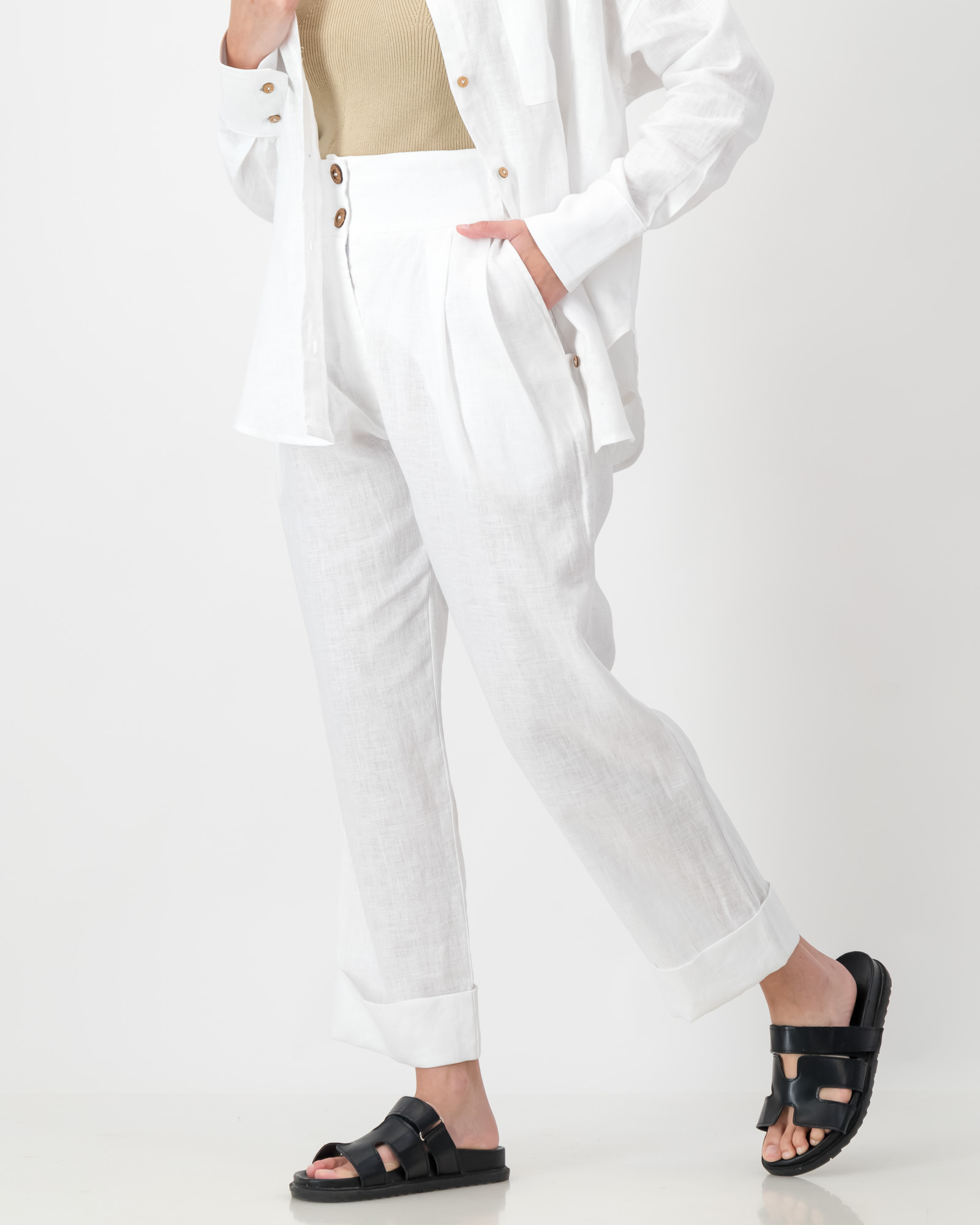 Zara Pants Pure Linen White - Image 14