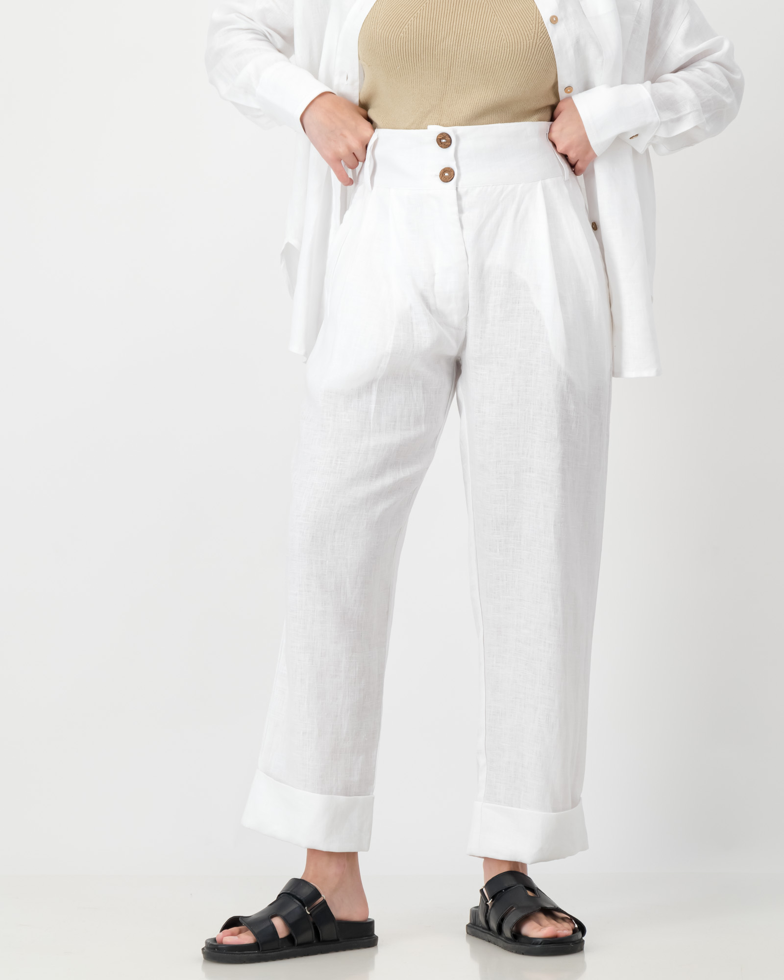 Zara Pants Pure Linen White - Image 13