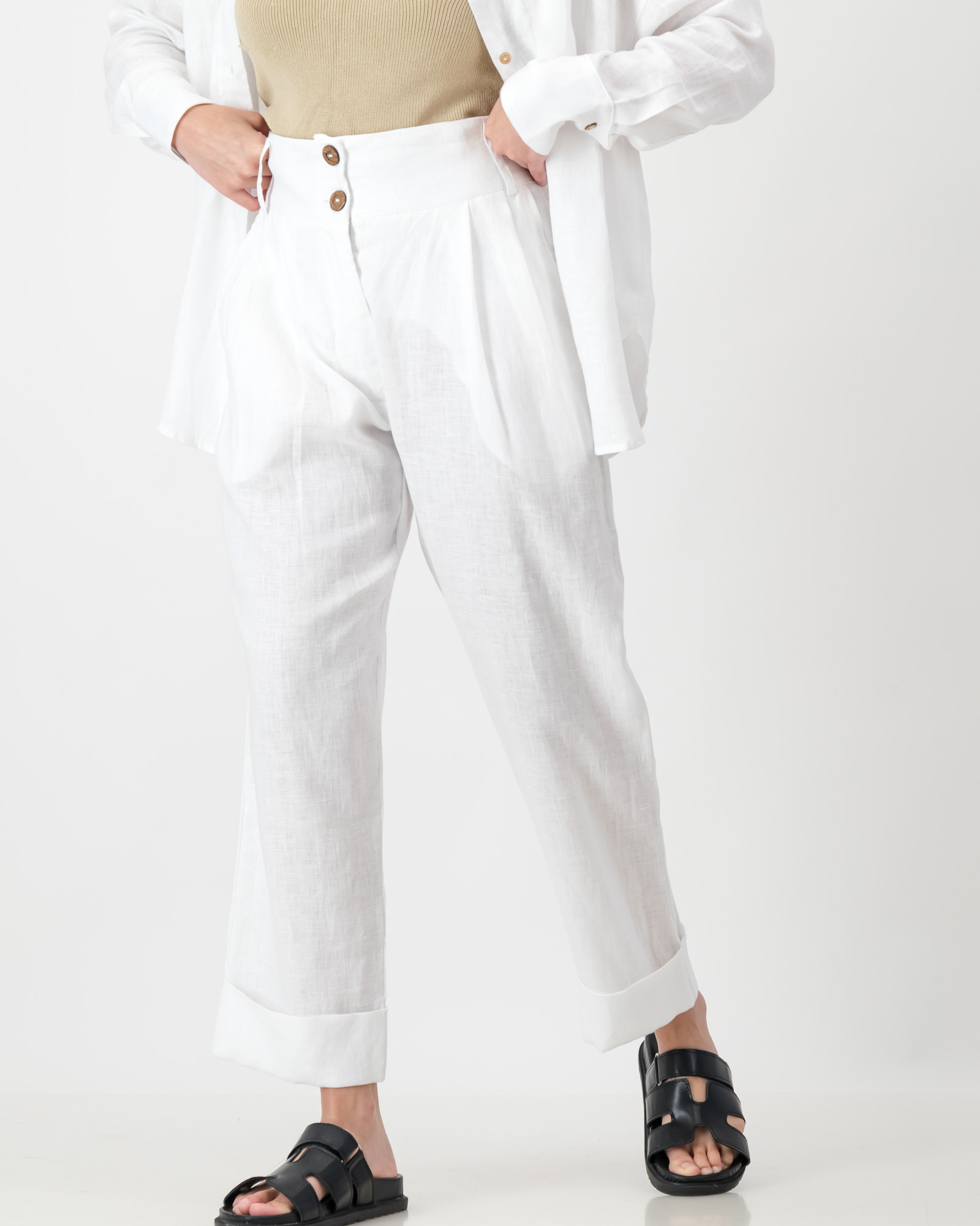 Zara Pants Pure Linen White - Image 12