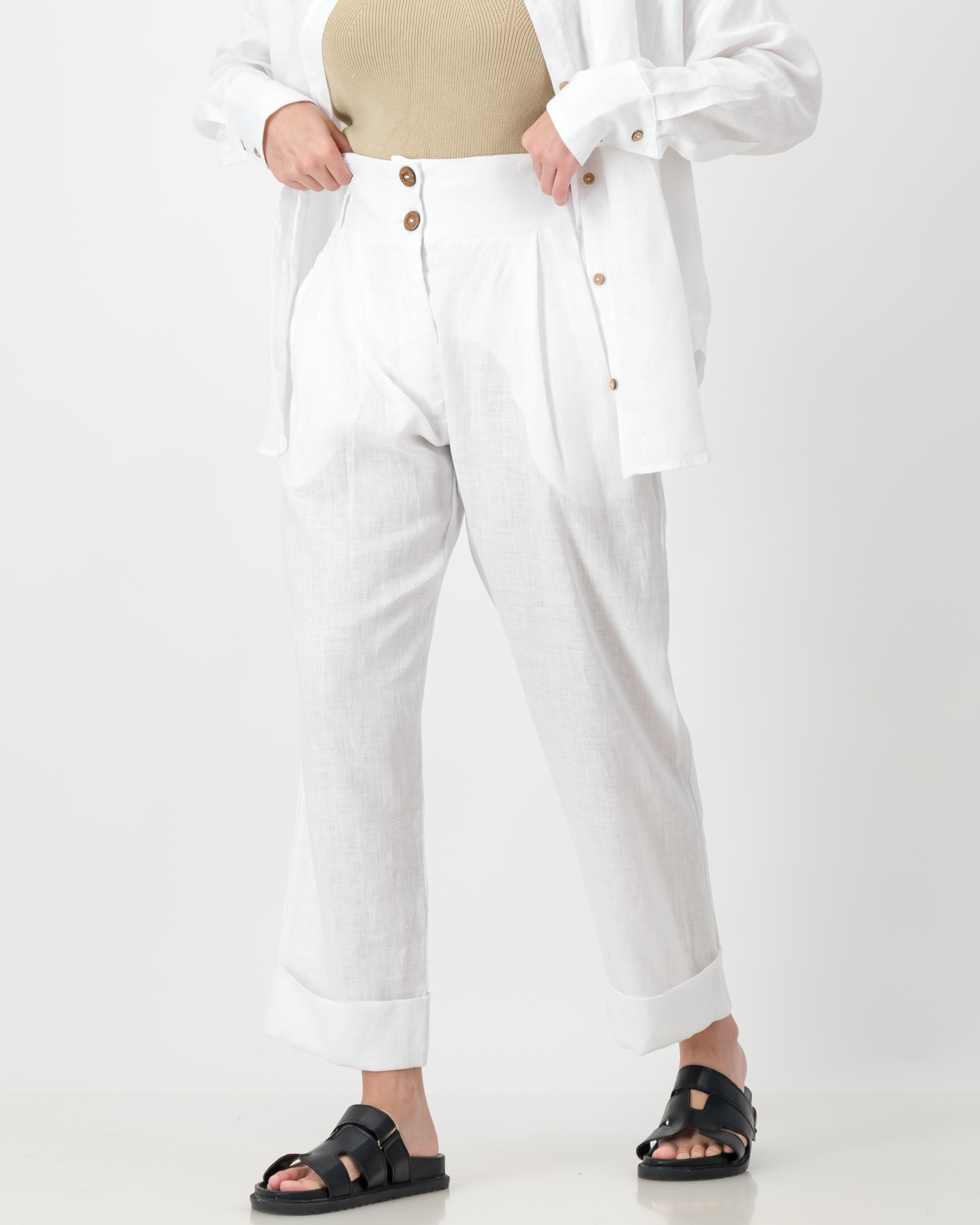 Zara Pants Pure Linen White - Image 11