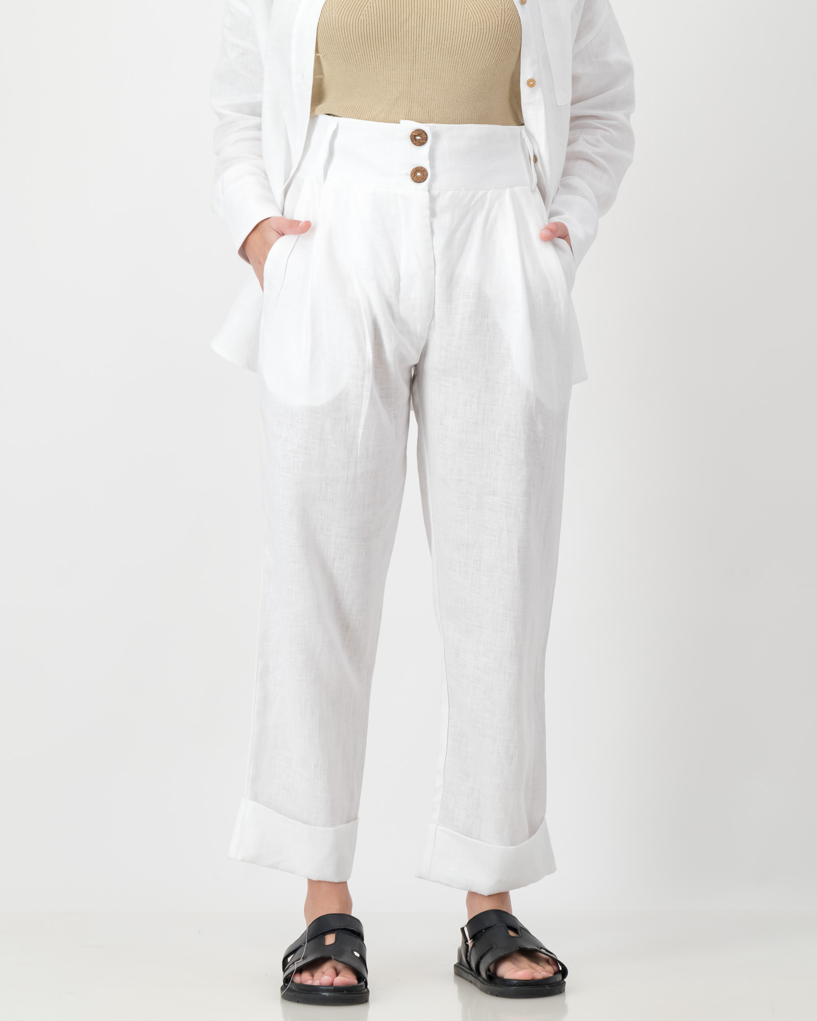 Zara Pants Pure Linen White - Image 10